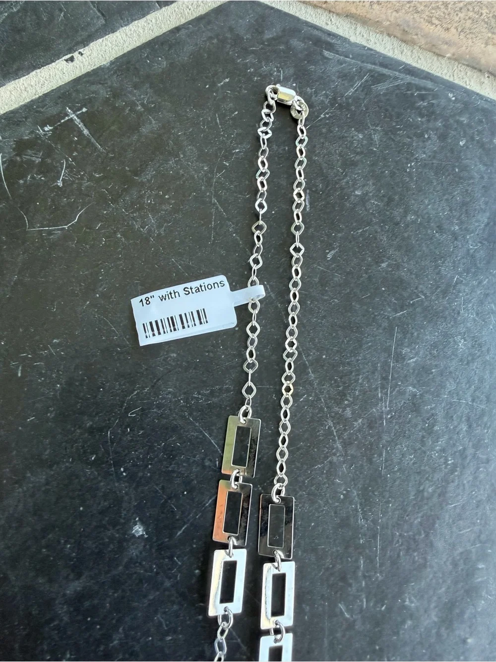 14kt White Gold Stations Link Necklace 18” long